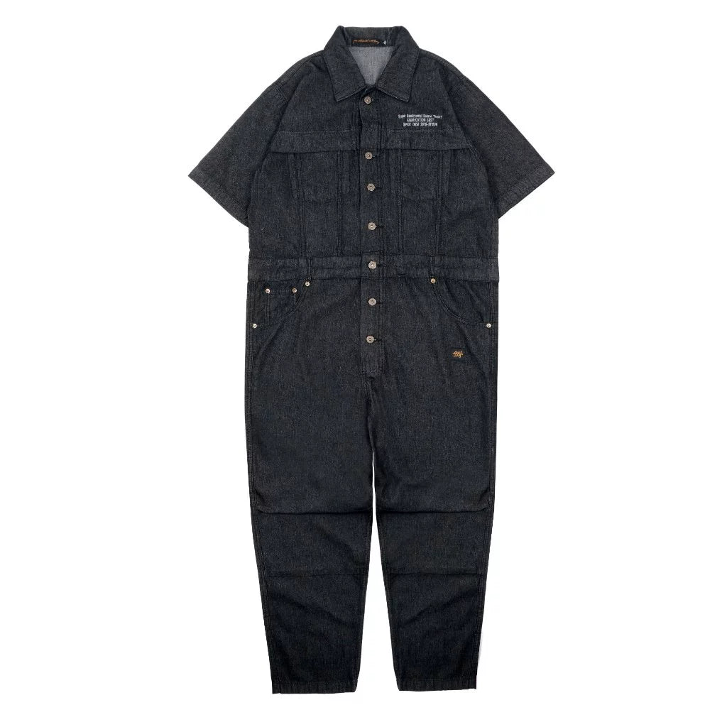 Coverall Shortsleeve Jumpsuit Denim Washed Black