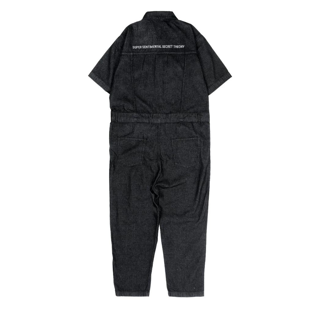 Coverall Shortsleeve Jumpsuit Denim Washed Black