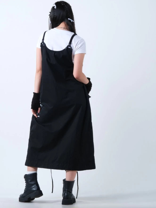 Thea Black Overall Dress