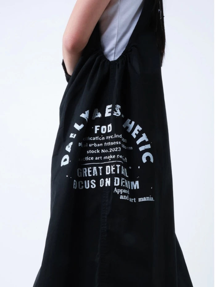 Thea Black Overall Dress