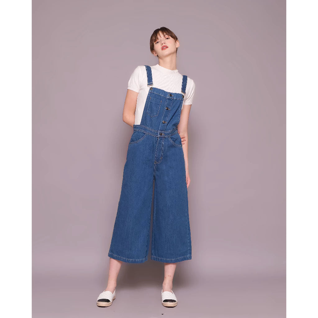 Straight Fit Med Blue Denim Jumsuit