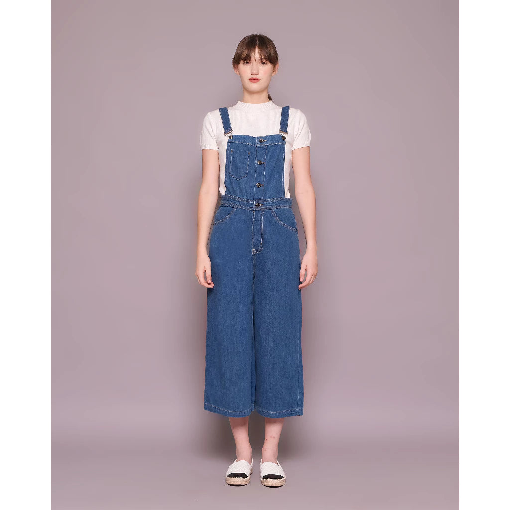 Straight Fit Med Blue Denim Jumsuit