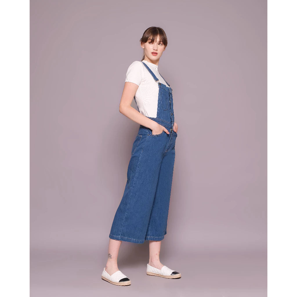 Straight Fit Med Blue Denim Jumsuit