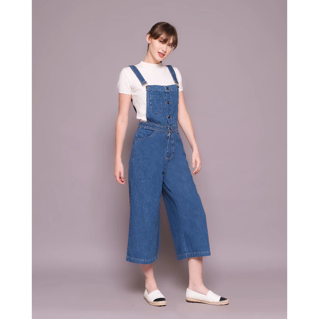 Straight Fit Med Blue Denim Jumsuit