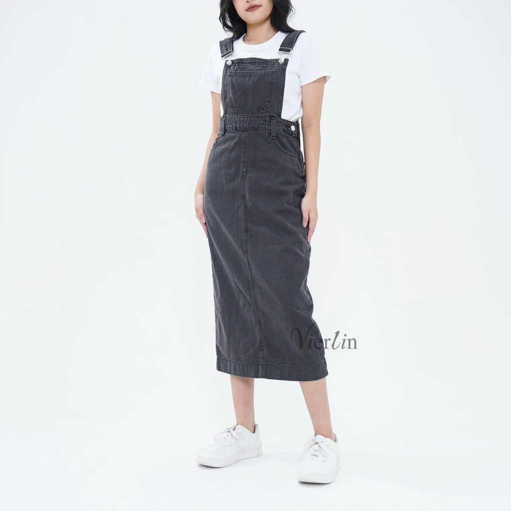Denim Long Overall Skirt