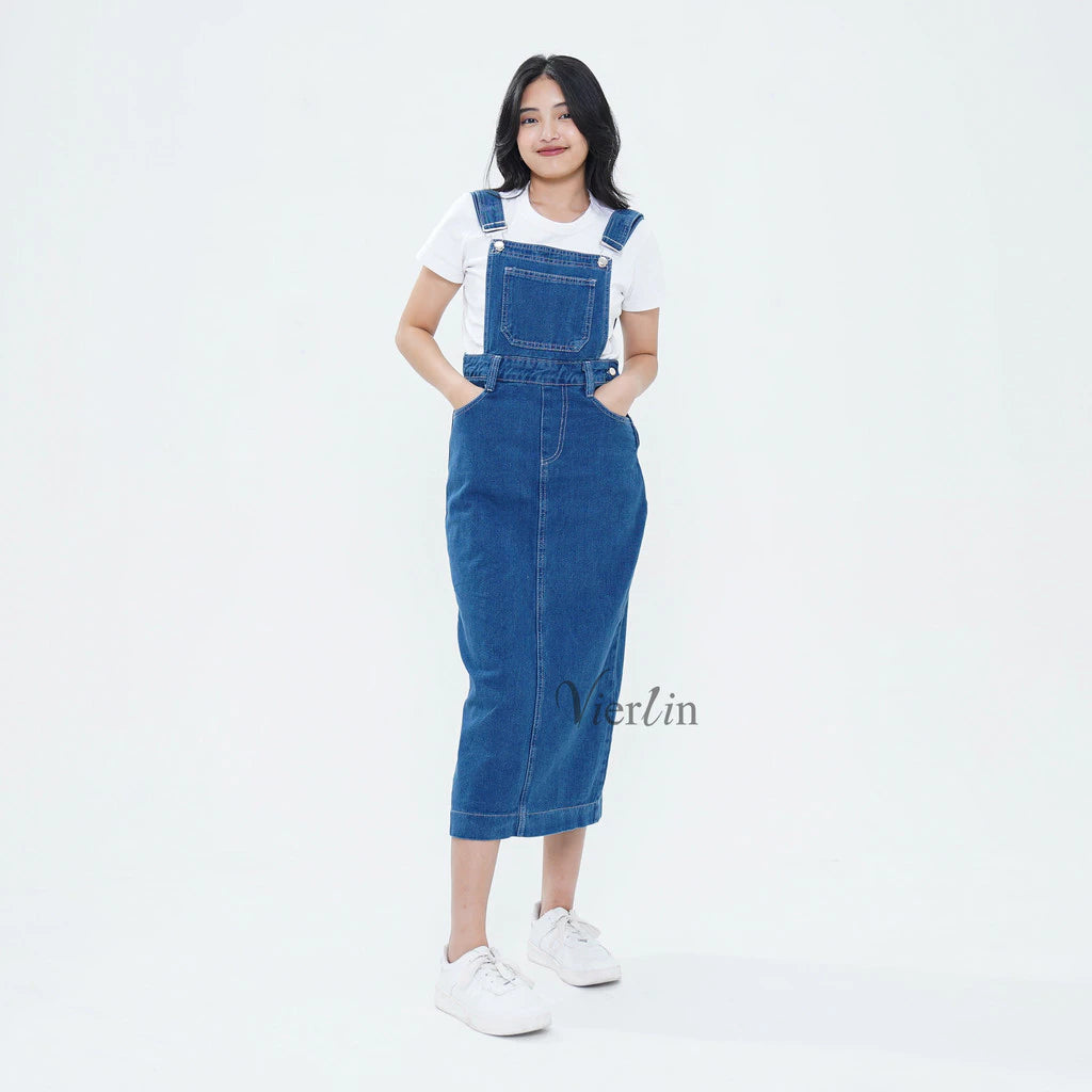 Denim Long Overall Skirt