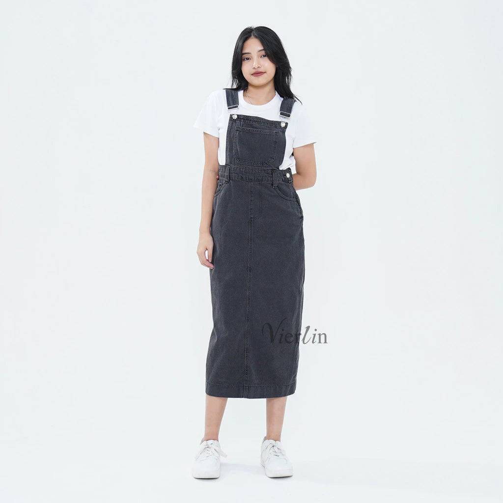 Denim Long Overall Skirt