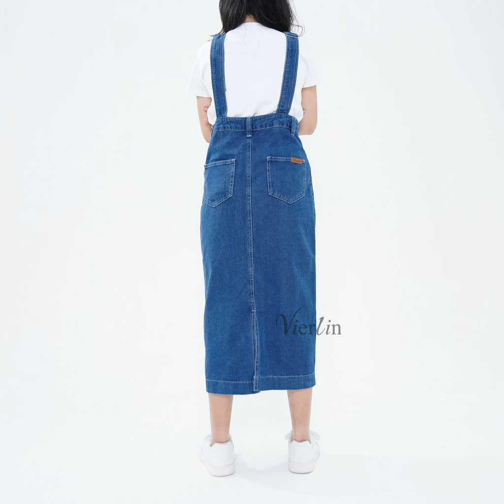 Denim Long Overall Skirt