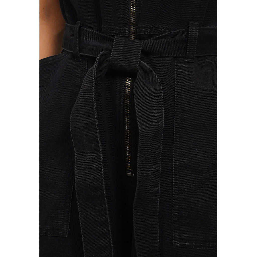 Sleeveless Denim Jumpsuit Black